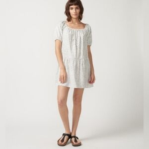 Anthropologie Self Contrast Claudia Leopard Open Back White Mini Dress Sz Small